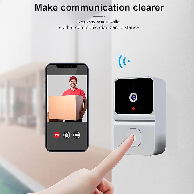 Jieyongxiang Smart Video Door Bells Wireless WiFi Video Doorbell with Camera Smart Security Doorbell PIR Motion Detection, Two-Way Audio, Night Vision Doorbell Real-6432
