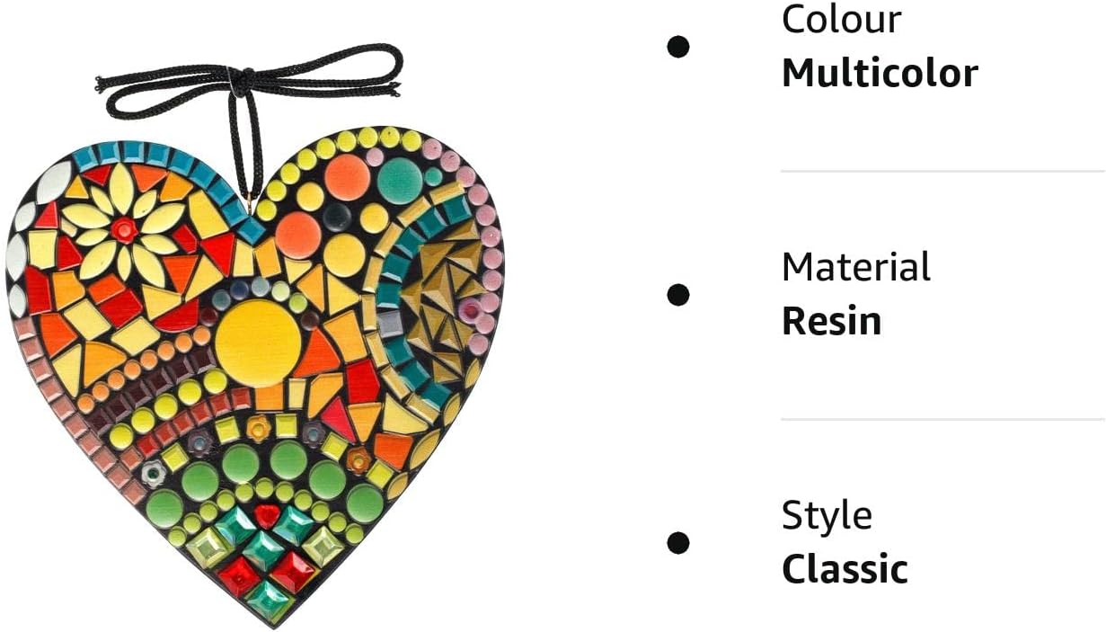NA Mosaic Heart Sculpture Decor Ornaments, Resin Colorful Love Decorations 36225