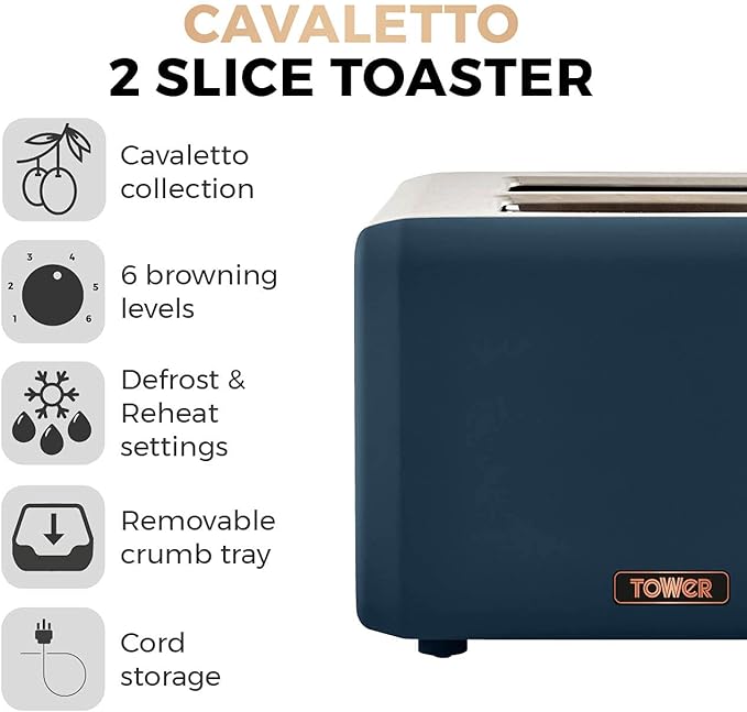 Tower T20036MNB Cavaletto 2-Slice Toaster-8436