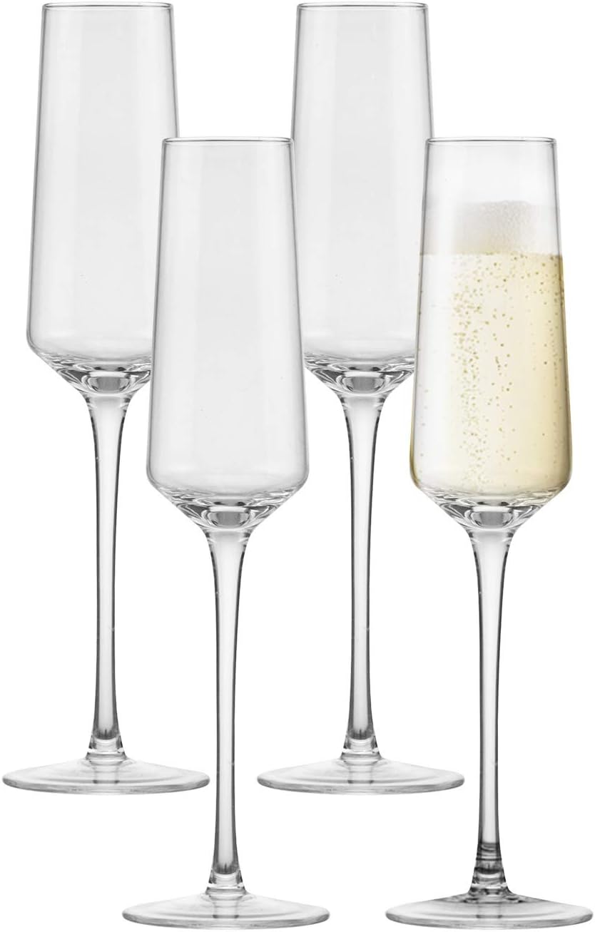 Lawei 4 Pcs Crystal Champagne Flute Glass Champagne Glasses for Home Restaurants Party Dishwasher Safe - 250ml 4809