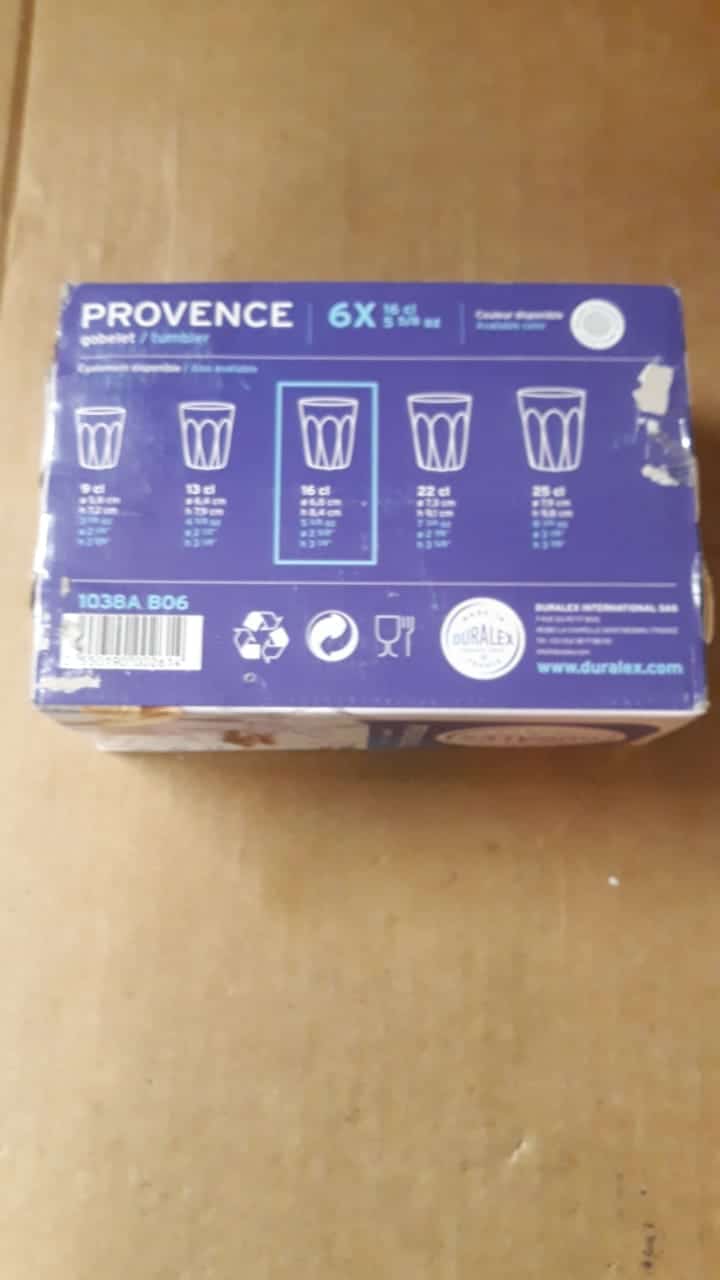 Duralex -Provence Water / Juice Traditional Tumbler Glasses-Pack of 6 - 2617