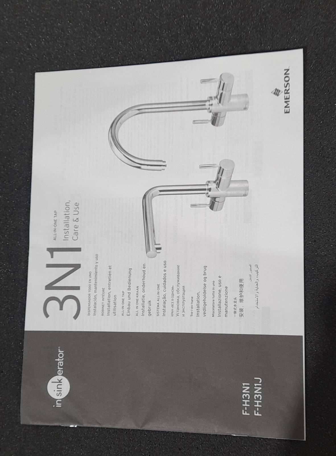 InSinkErator 3N1 Chrome effect Filtered steaming, Hot & Cold Water Tap Only-8933