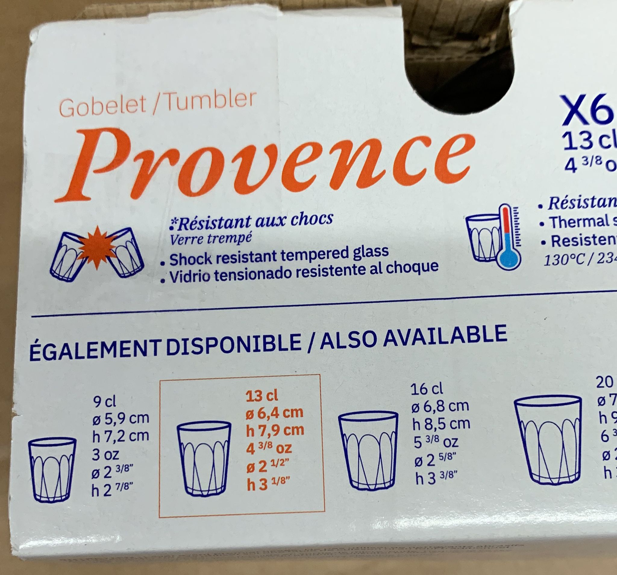 Duralex Provence Tumblers 4.6oz / 130ml (Box of 6)-1186