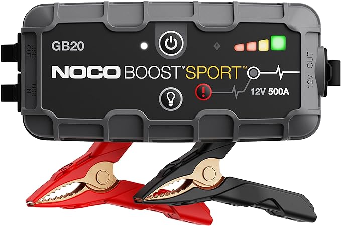 NOCO Boost Sport GB20 500A UltraSafe Car Jump Starter, Jump Starter Power Pack, 12V Battery Booster, Portable Powerbank Charger, and Jump Leads for up to 4.0-Liter Petrol Engines-2864