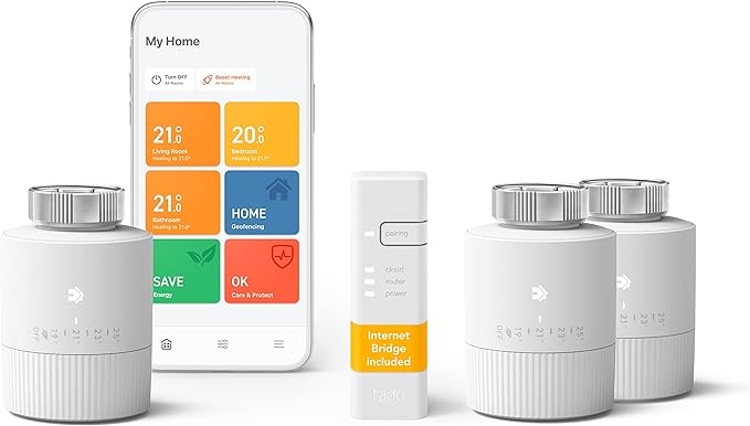 tado° BASIC Smart Radiator Thermostat - WiFi Starter Kit V3+ - 3x Smart Radiator Valve, Digital Heating Control Via App, Easy Installation, Save Energy - Works With Alexa, Apple Siri, And Google-1906