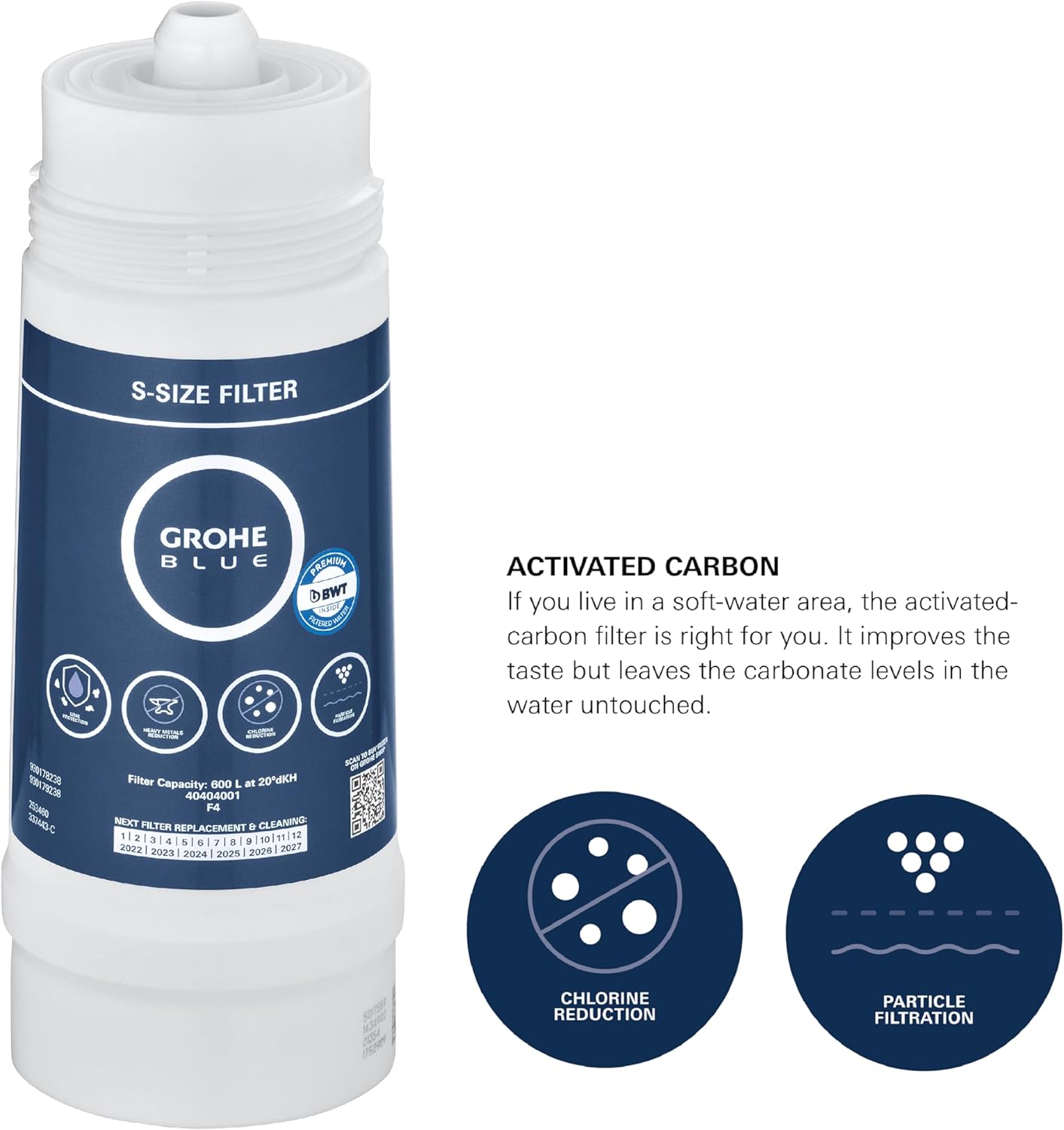 GROHE Blue Filter Cartridge - Replacement Filter for GROHE Blue and GROHE Red Water Systems for Fresh Filtered Water - A4068