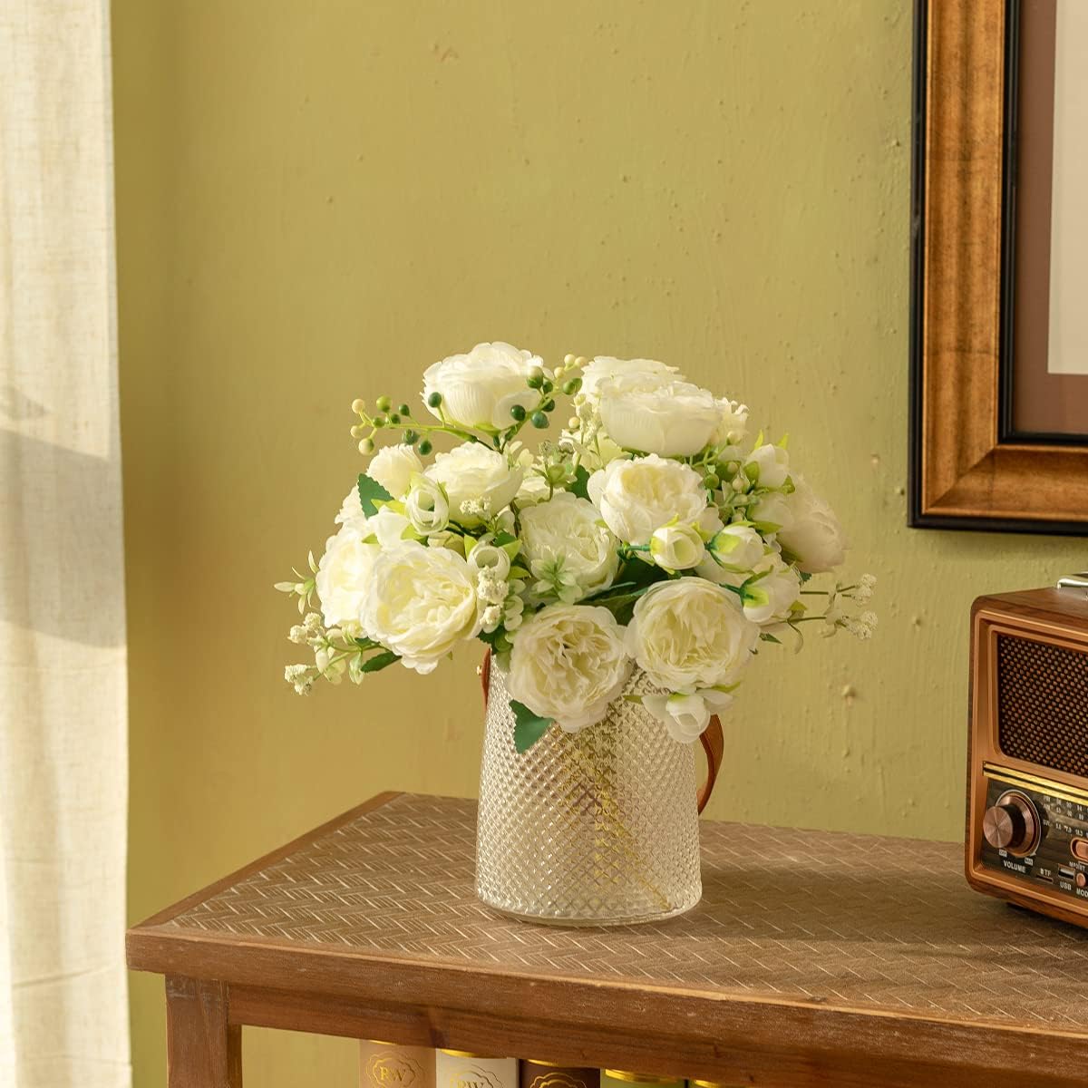 Hobyhoon-Artificial Flowers-White-for Decoration-6012