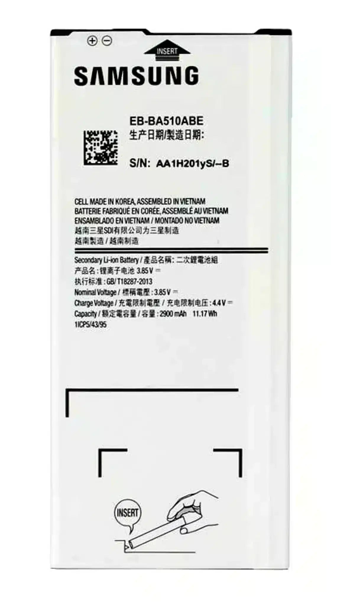 Samsung Genuine Battery EB-BA510ABE For Samsung Galaxy A5 (SM-A510F) 2900mAh