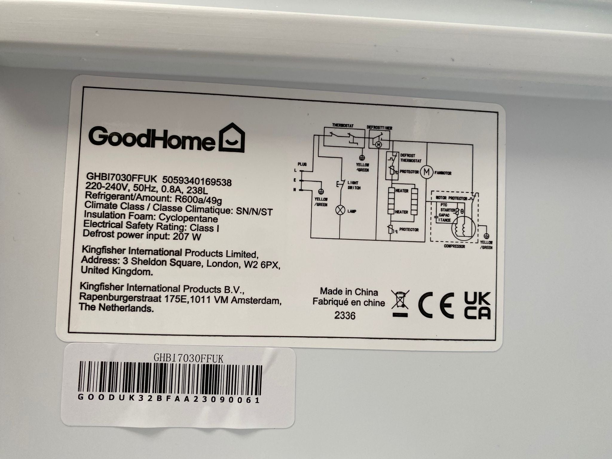 GoodHome Automatic defrost Fridge freezer Integrated-White-GHBI7030FFUK-7213