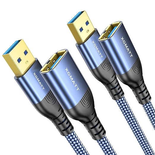 XGMATT USB 3.0 Extension Cable (0.5M-2pack), USB Type A Male to Female 5Gbps Data Sync USB Extender Cord Compatible with Printer, Scanner, Keyboard, Oculus Rift,PS VR,HTC Vive,Card Reader,Camera,Blue-NBCL