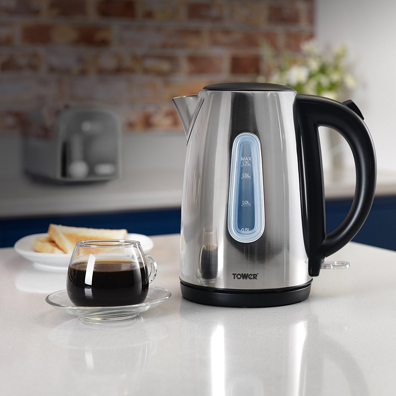 Tower Jug Kettle, Polished Stainless Steel 