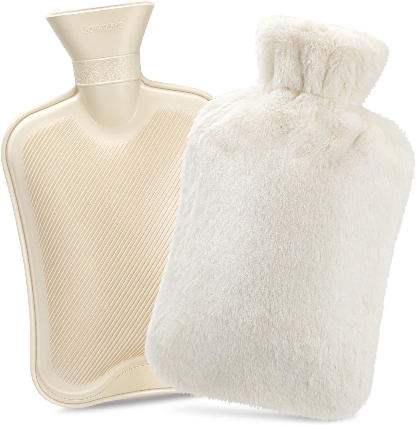 Hot Water Bottle with Cover, 2L Large Capacity, Premium Natural Rubber Hot Water Bag Cover 34509