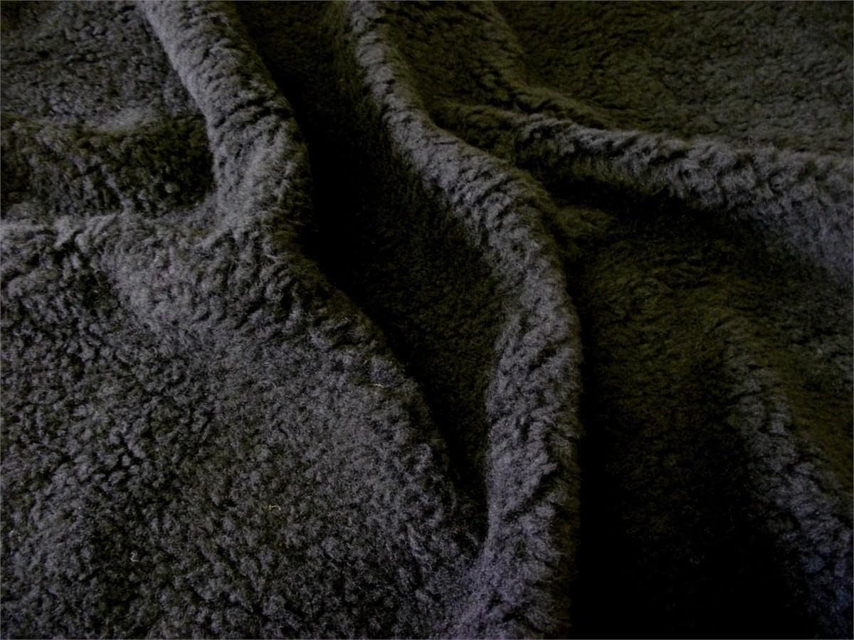 Faux Fur SHERPA Wool Sheepskin Material - Black-3176