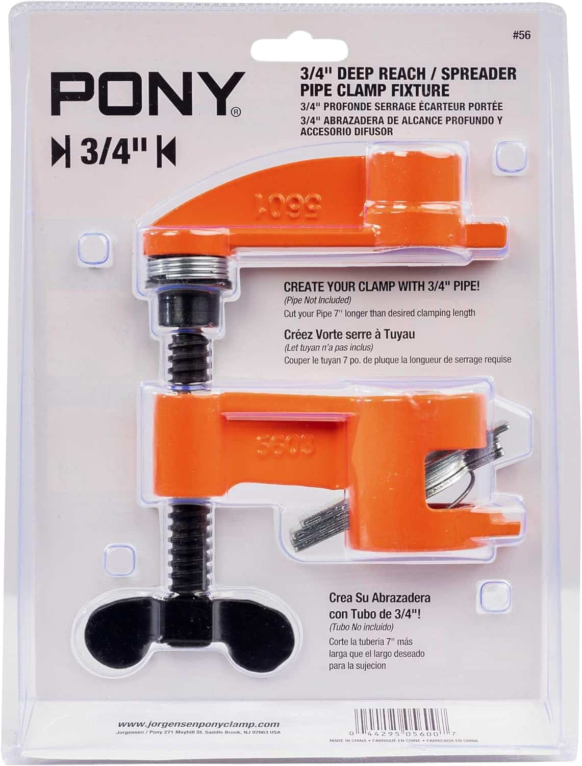Pony 56 2-1/2" Deep Reach Clamp & Spreader Fixture for 3/4" Pipe 6007