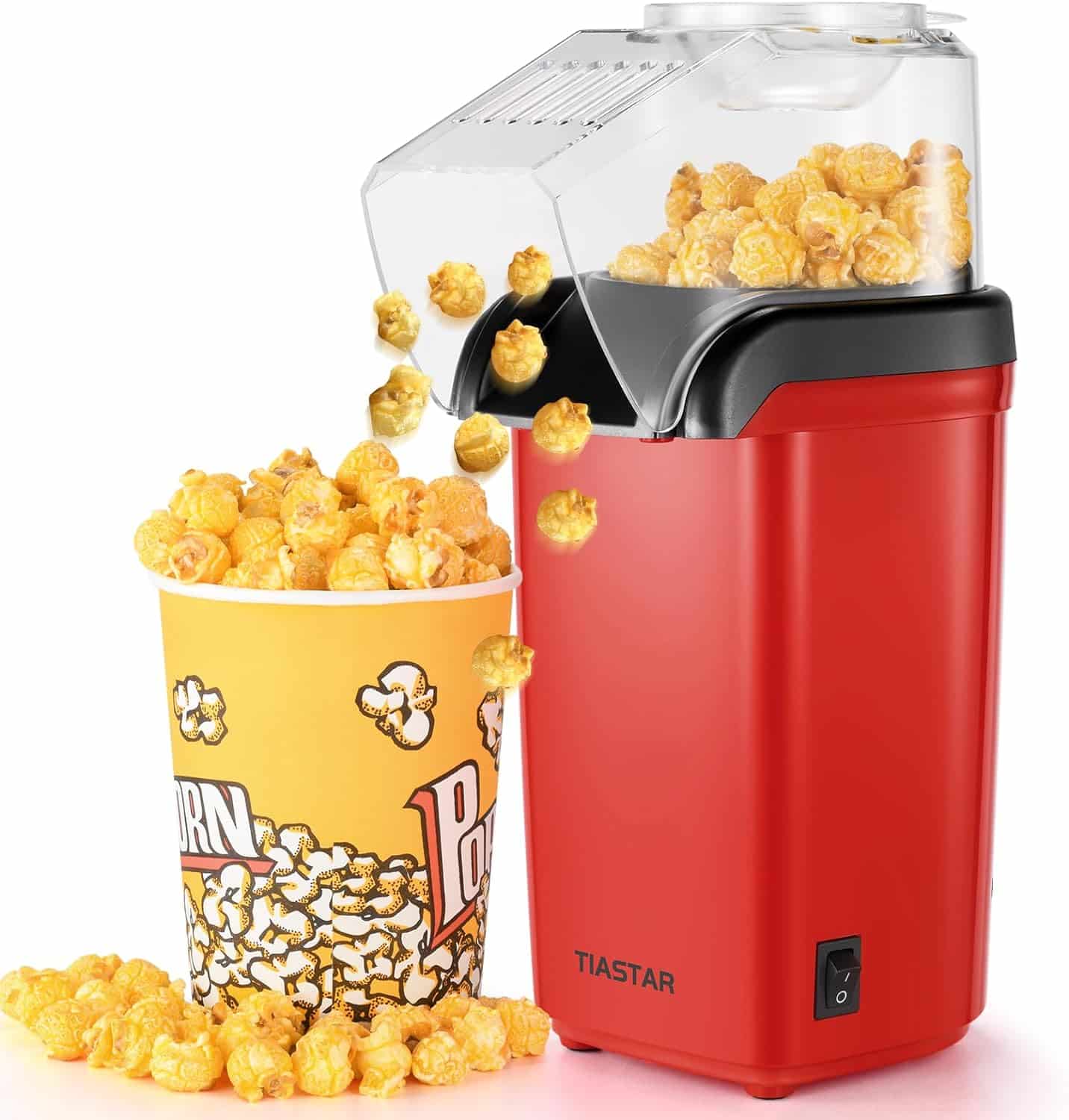 Tiastar Popcorn Maker, 1200W Hot Air Popcorn Machine, Electric Popcorn Maker 0651