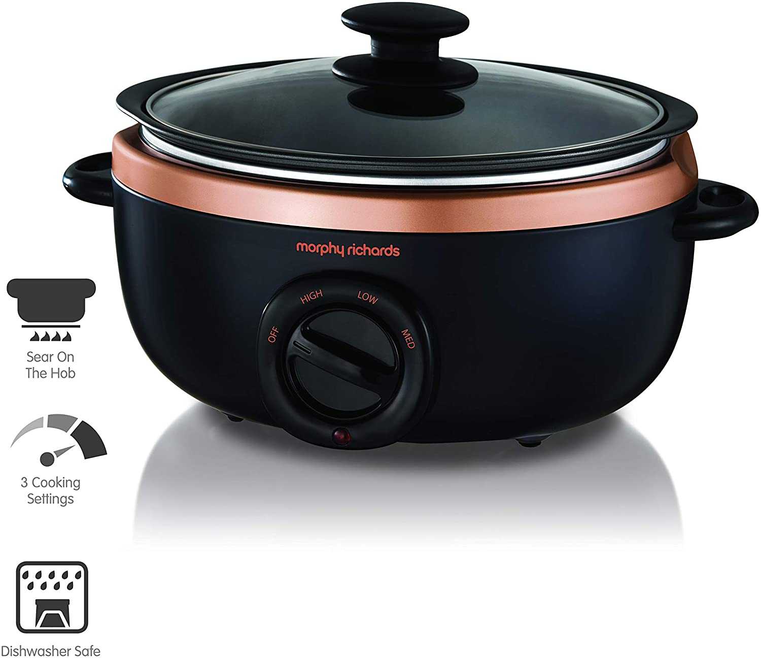 Morphy Richards Sear and Stew Slow Cooker 460016 Black and Rose Gold
