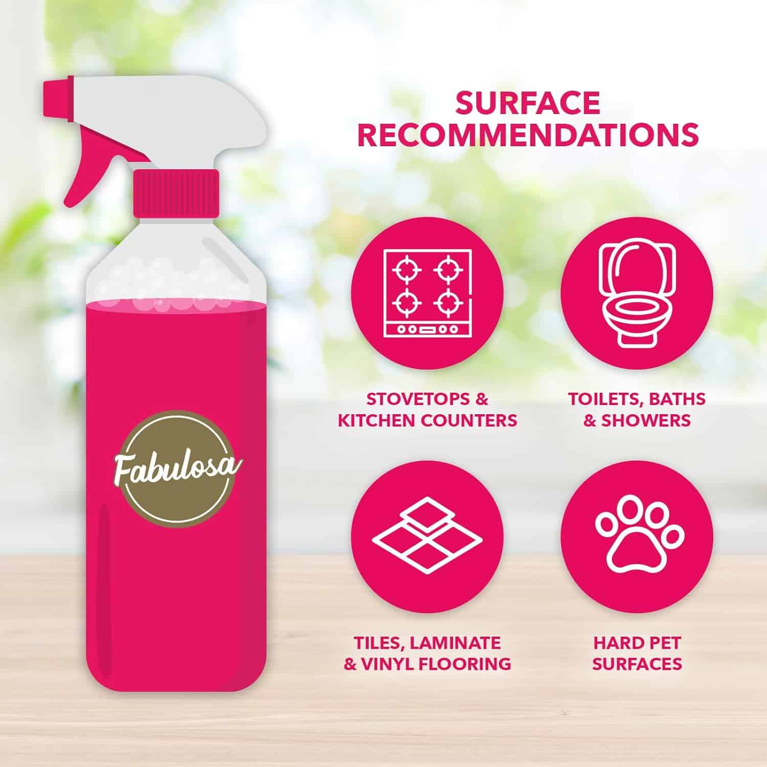 Fabulosa Antibacterial Disinfectant Spray, All Purpose Multi Surface Cleaner, 500ml, 6 pack, Lemon Lavender 2310