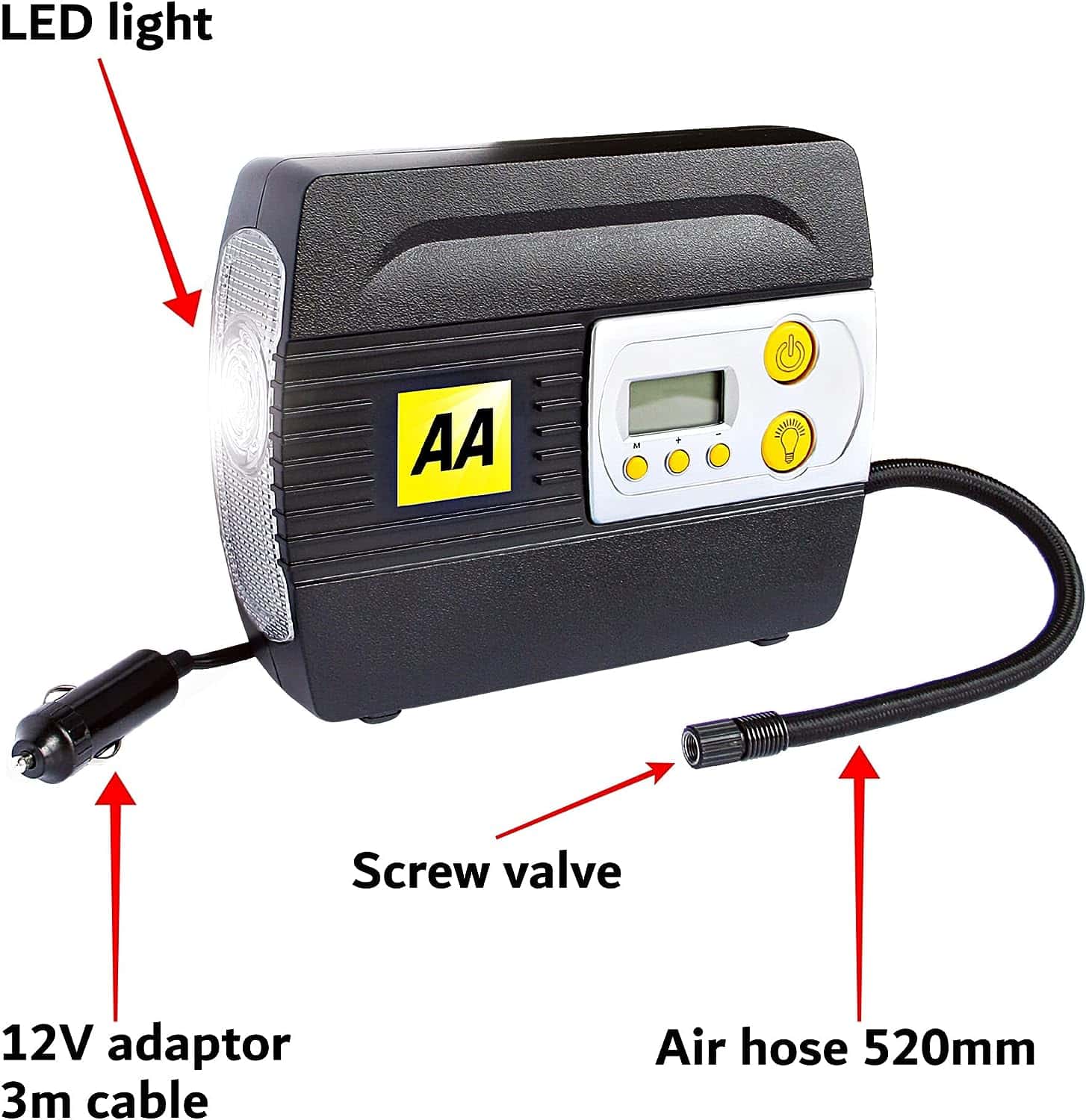 AA 12V Digital Tyre Inflator AA5502 – For Cars Other Vehicles Inflatables Bicycles 5502D