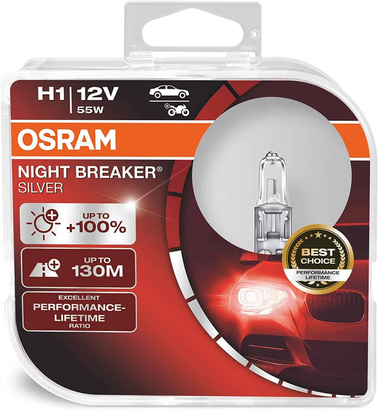 OSRAM NIGHT BREAKER SILVER H1, +100% more brightness, halogen headlamp-2252