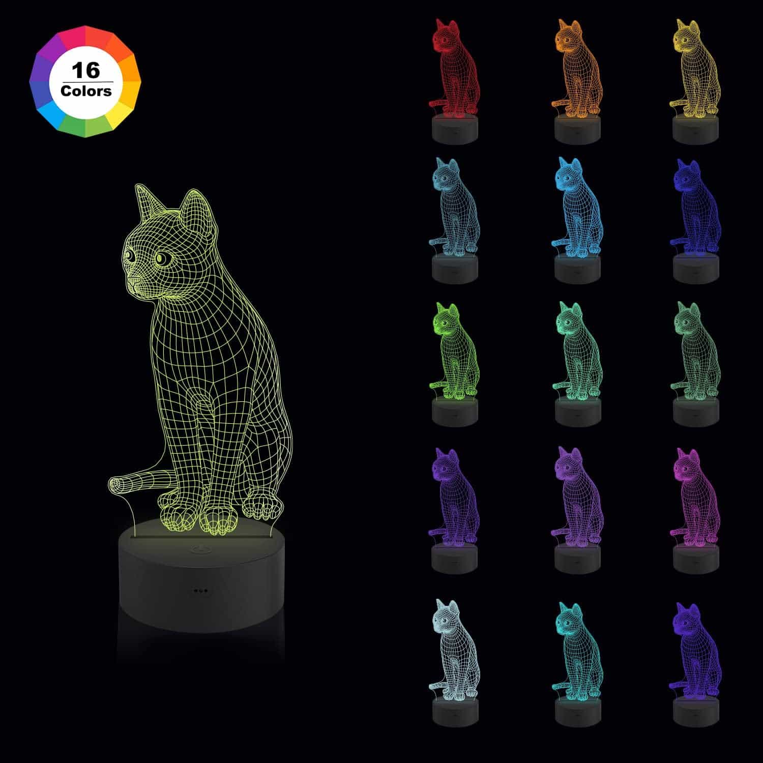 Cat 3D Bedside Light for Kids, Kitty Illusion Night Lamp 4662