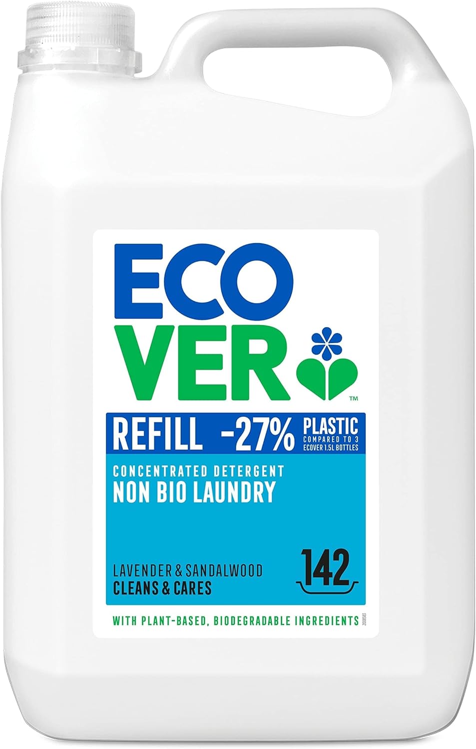 Ecover Non Bio Laundry Detergent 5L Refill, Lavender & Sandalwood, 142 Washes 2096