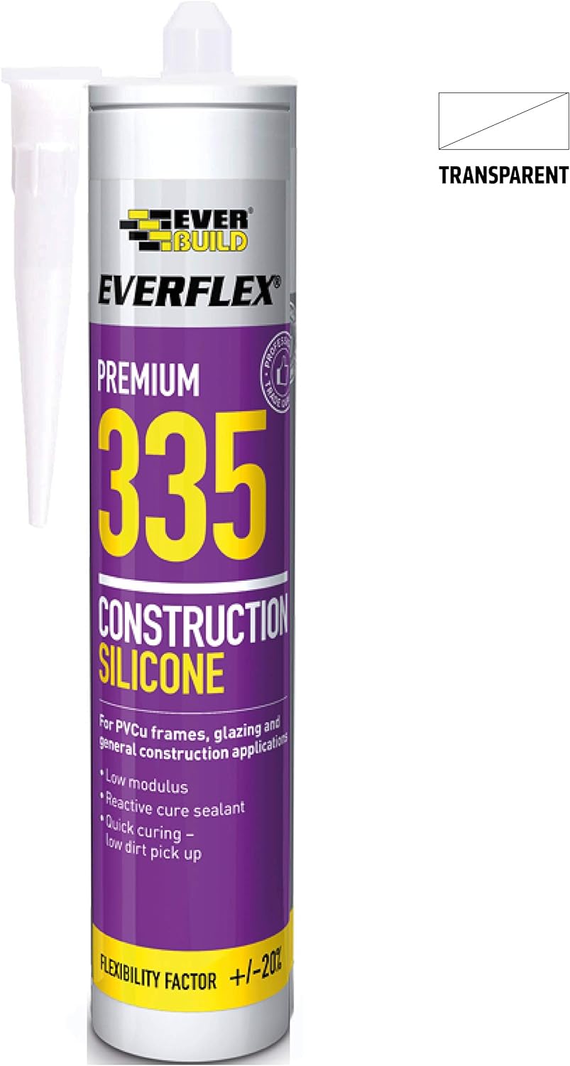 2x Everbuild Everflex 335 Premium Construction Silicone Sealant (2qty)1300