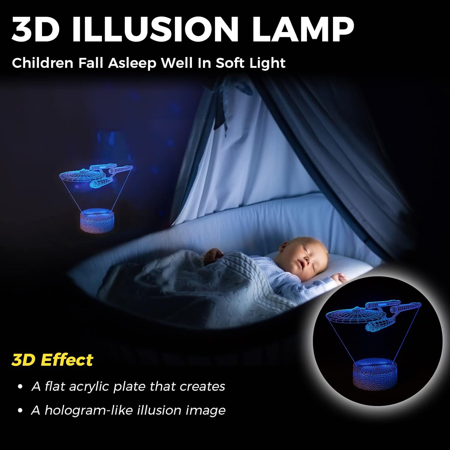 3D Night Light for Kids, 3D Illusion Lamp with Remote Control- 0015