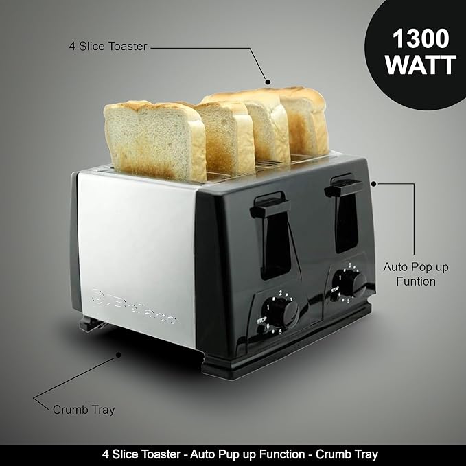 Belaco 4 Slice toaster BT410 steeliness steel housing black-0018