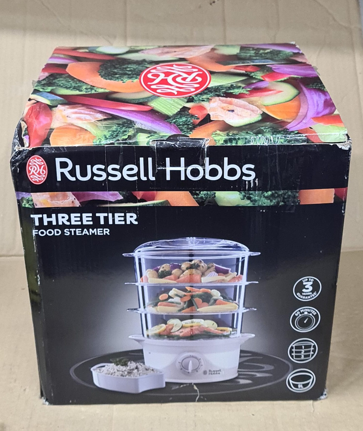 Russell Hobbs 21140 White 3-Tier Food Steamer 9-Litres-8492