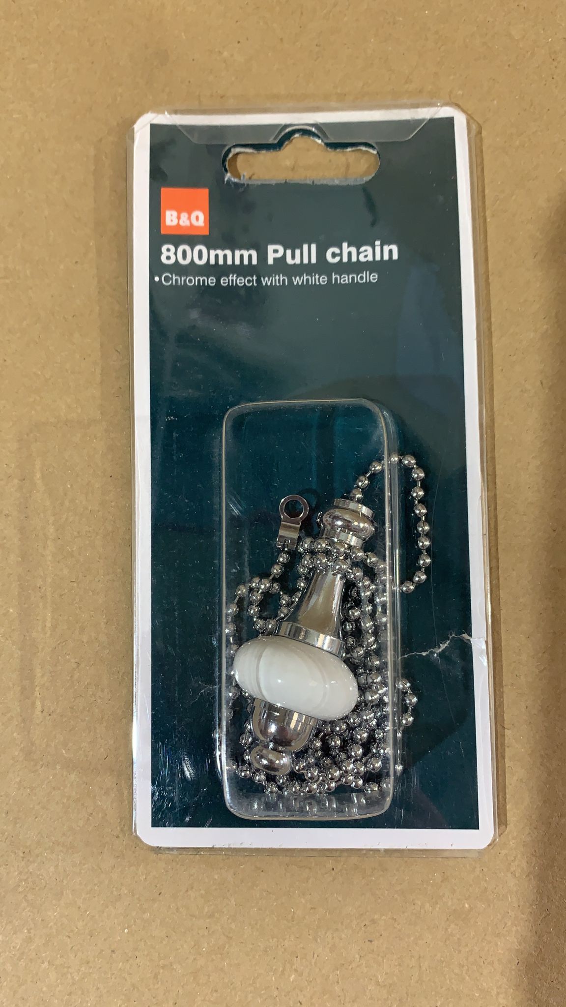 Ceramic Light pull Chain With White Handle Chrome effect 800mm 9742
