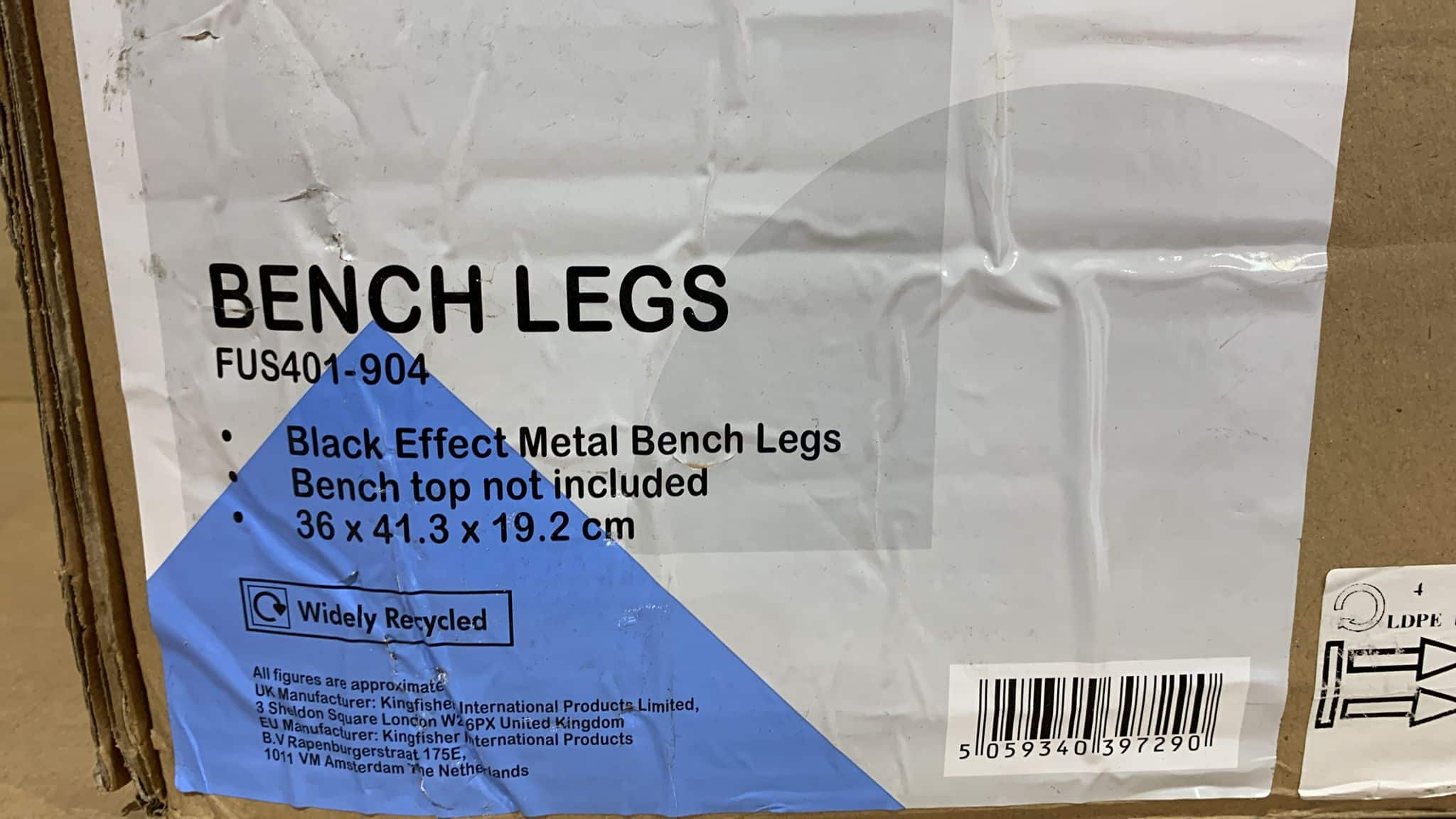 2 x Metal black bench legs industrial UK designer 7290