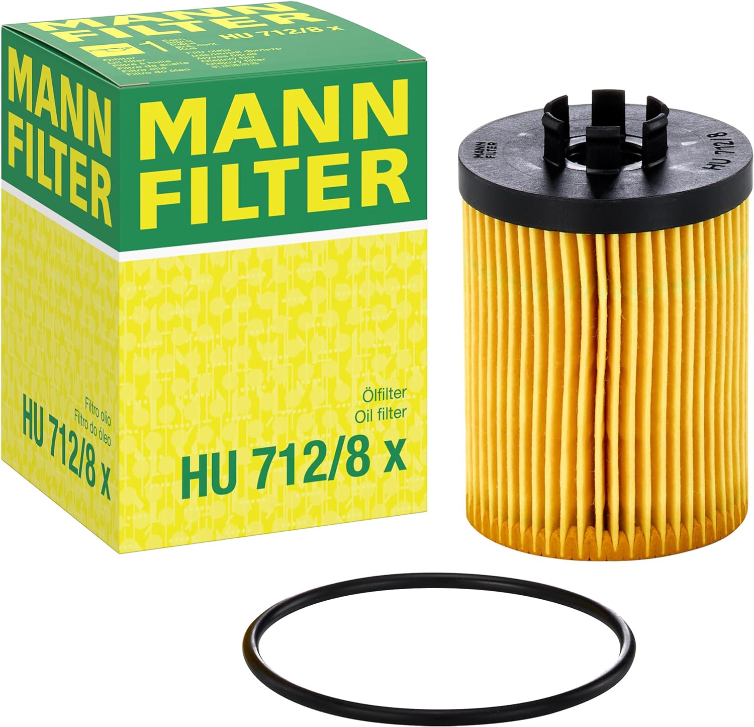 MANN-FILTER HU 712/8 X Oil filter Oil filter set with gasket / gasket set – For Passenger Cars, Yellow - 4209