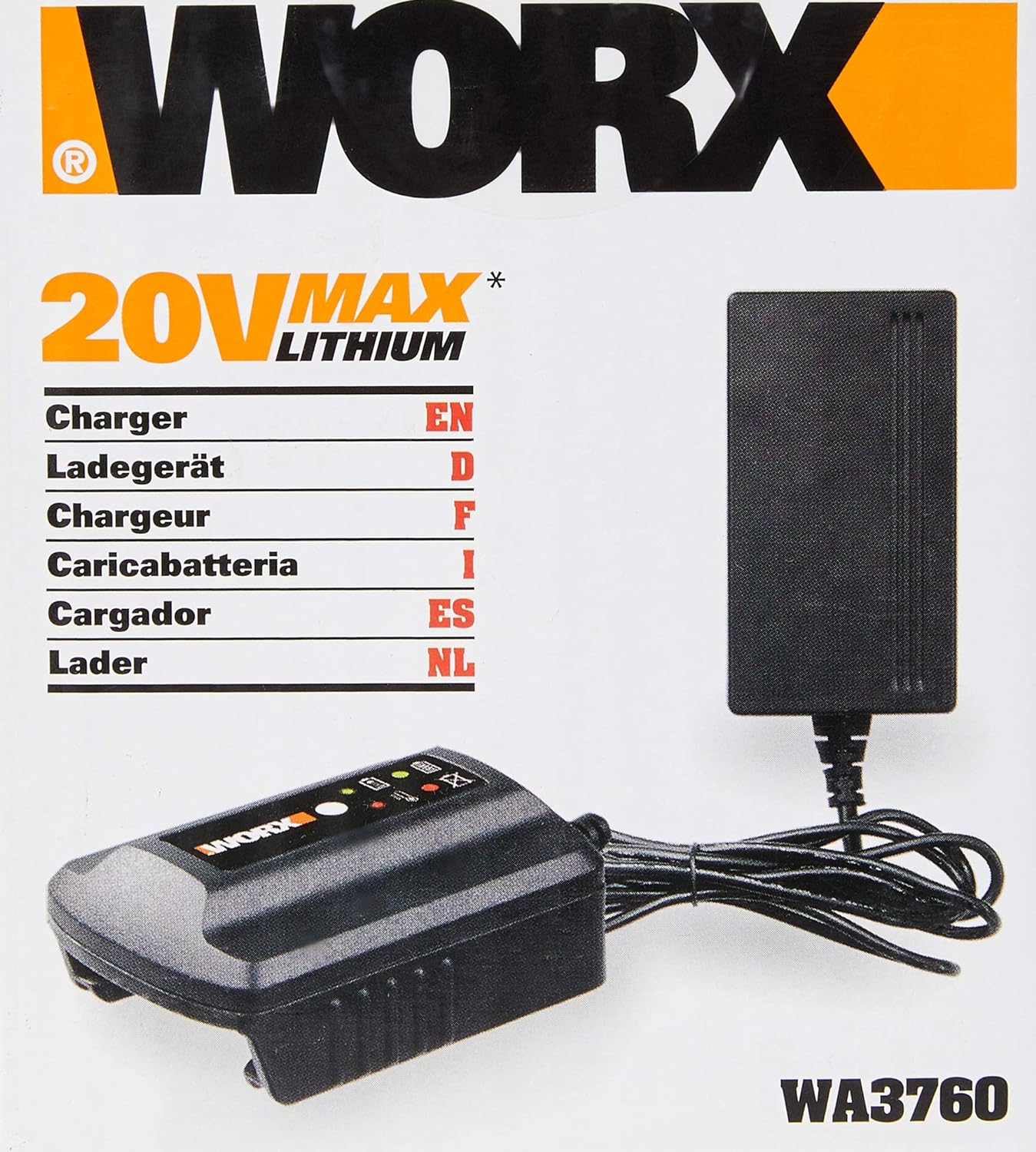 WORX WA3760 18V (20V MAX) Battery Charger Compatible with UK Battery Packs -2002