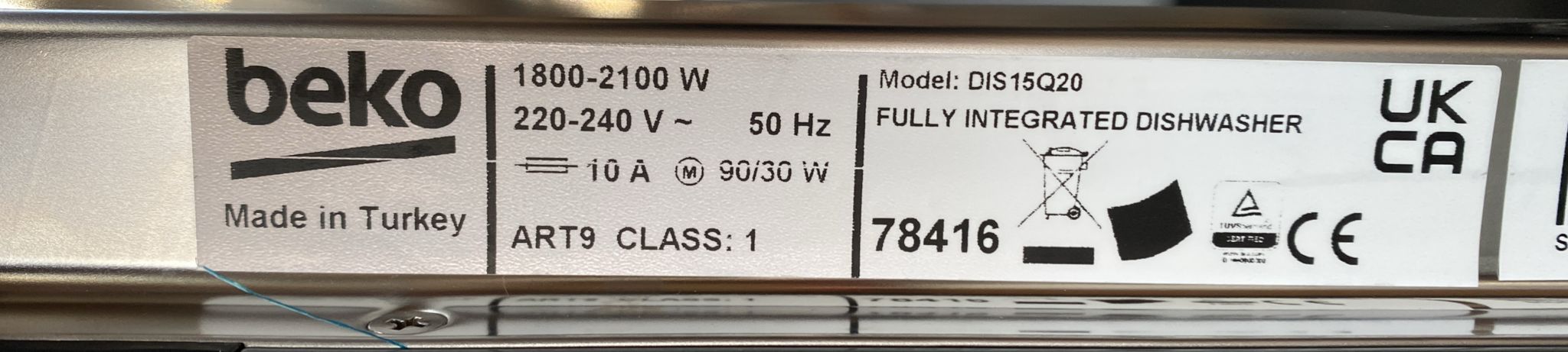 Beko DIS15Q20 Integrated Dishwasher-9500