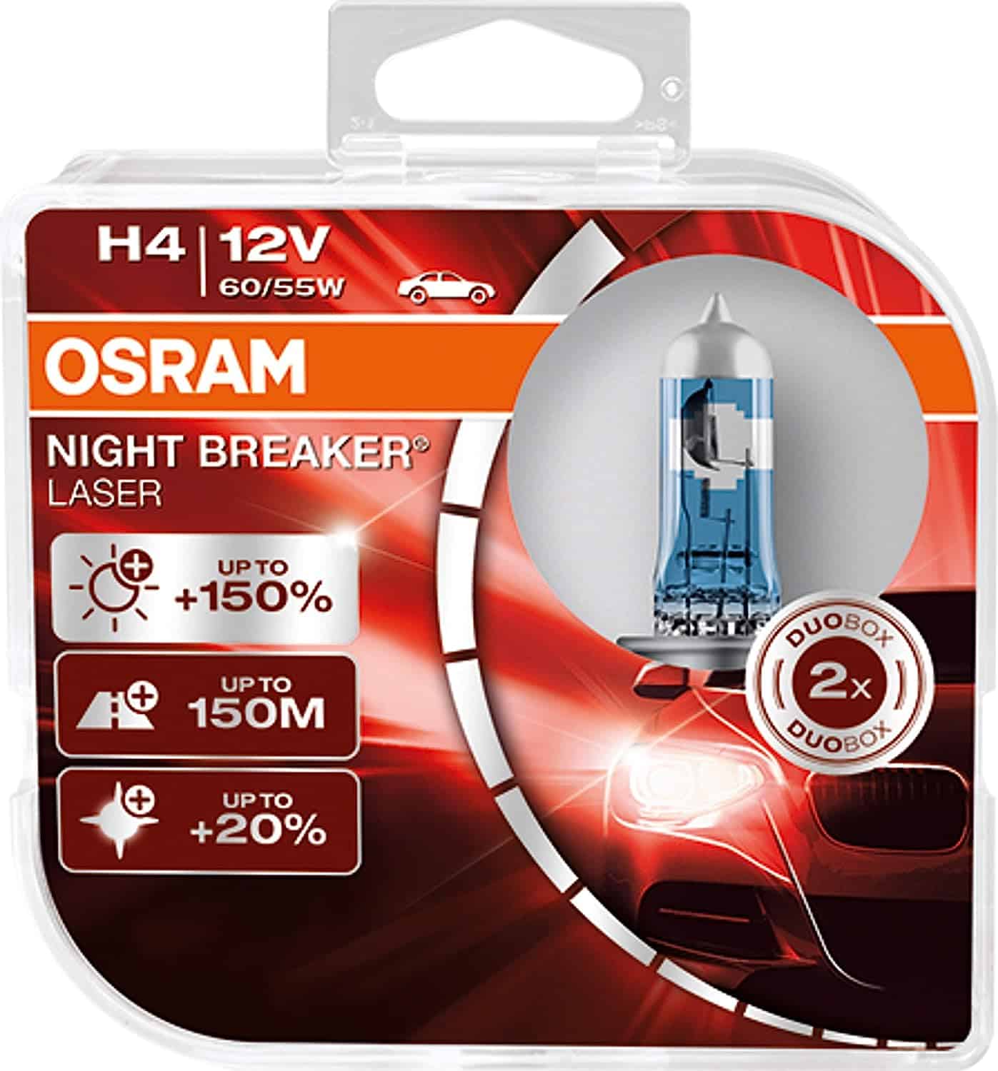 OSRAM NIGHT BREAKER LASER H4, +150% more brightness, halogen headlight lamp-1361