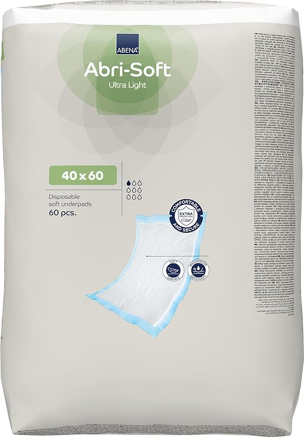 ABENA Abri-Soft Ultra Light Disposable Incontinence Bed Pads, Eco-Friendly Incontinence Underpads-5509D