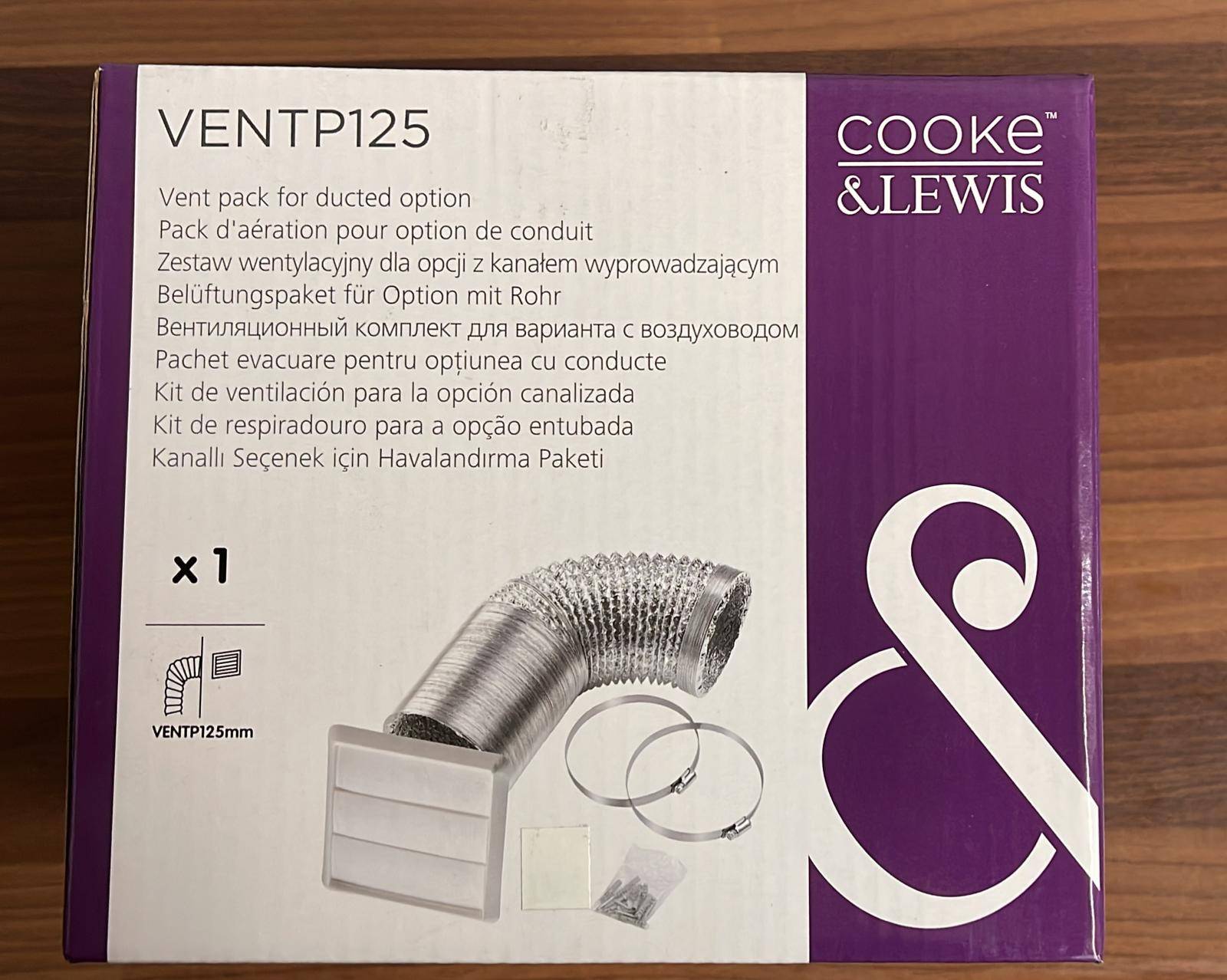 Cooke & Lewis Manrose VENTP125 White Cooker hood venting kit (D)125mm 3146