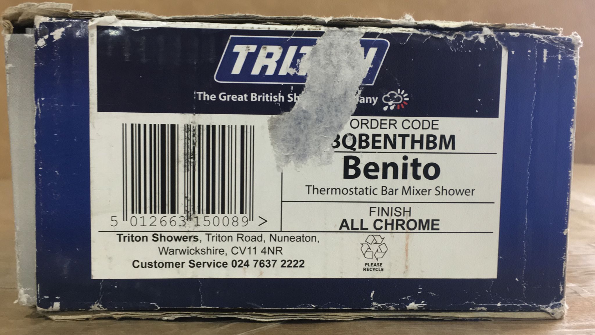 Triton Benito 3-spray pattern Rear fed Chrome effect Thermostatic Shower 0089