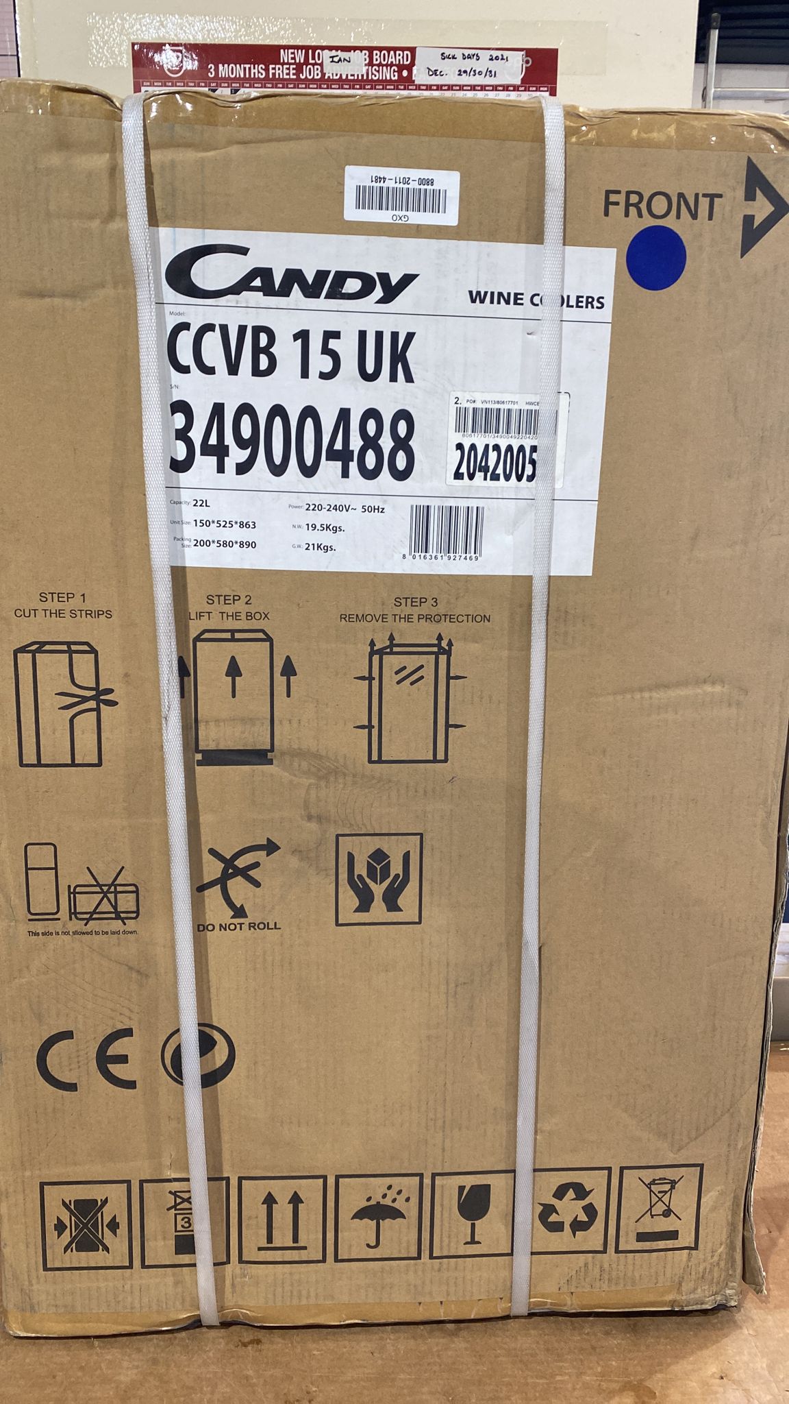 CANDY Wine Cooler-Black-CCVB 15 UK/1-7469