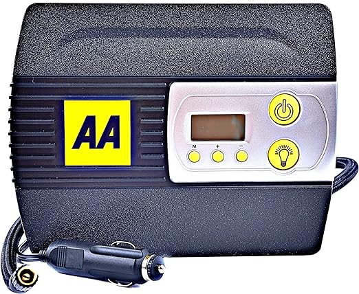 AA 12V Digital Tyre Inflator AA5502 – For Cars Other Vehicles Inflatables Bicycles - Shows PSI BAR KPA 0-120 PSI – Includes Adaptors, Black-5502
