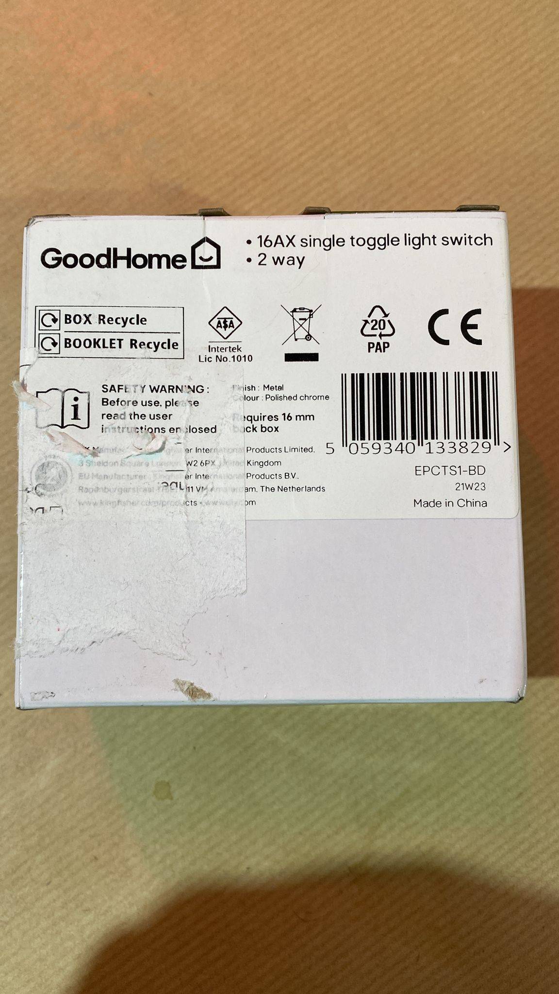 GoodHome Chrome 20A 2 way 1 gang Raised rounded Single toggle light Switch 3829