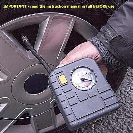 AA Car Essentials 12V Compact Tyre Inflator AA5007 – For Cars Vans Motorbikes Vehicles Inflatables Bicycles - PSI BAR KPA 0-80 PSI-5007