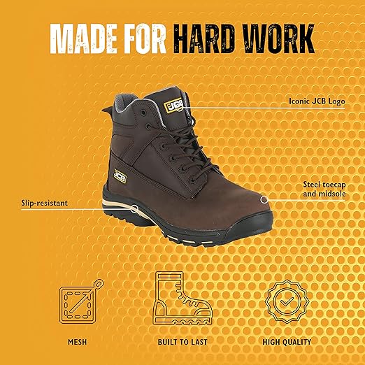 JCB - Men's Safety Boots-Durable and Protective - Ideal for Work Environments Workwear - Size 6 UK, 40 EU - Brown- 6065