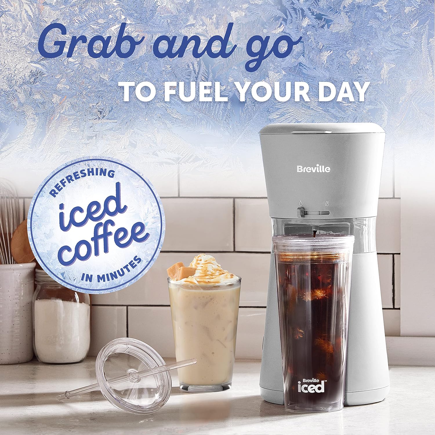 Breville Iced Coffee Maker | Single Serve Iced Coffee Machine Plus Coffee Cup with Straw-4048