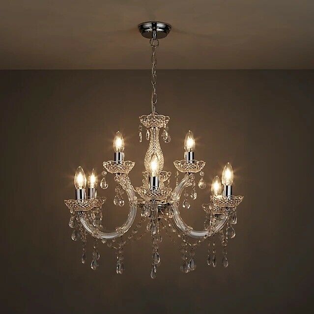 Annelise Chandelier Silver effect 9 Lamp Ceiling light-no-1390