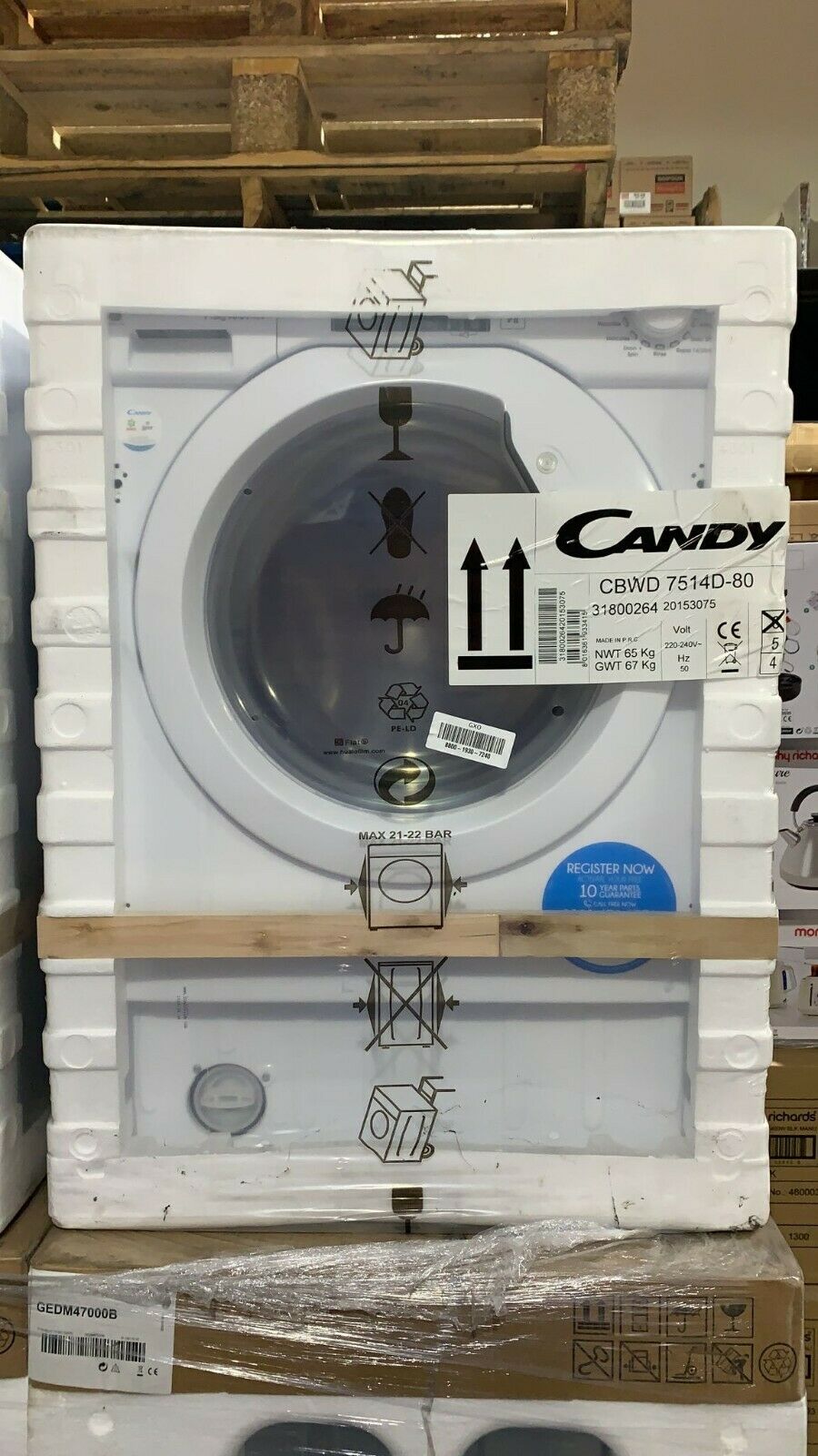 Candy CBWD 7514D-80 White Built-in Condenser Washer dryer, 7kg/5kg 7240 7241