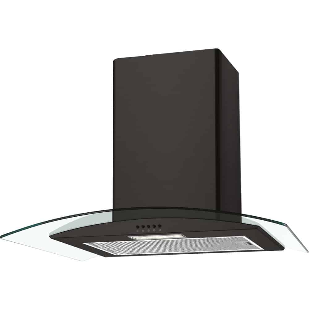 Candy CGM60NN 60cm Black Chimney Cooker Hood With Curved Glass Canopy LED Light 3954NO