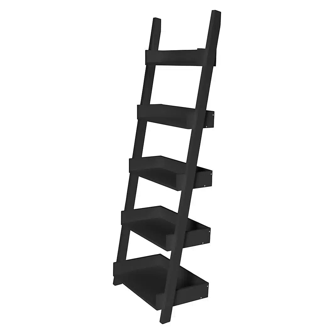 Carnon Black 5 Shelf Freestanding Ladder bookcase (H)1700mm (W)600mm (D)350mm 5868