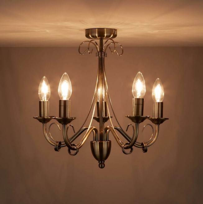 Colours Inuus Chandelier Antique brass effect 5 Lamp Ceiling light - 2211