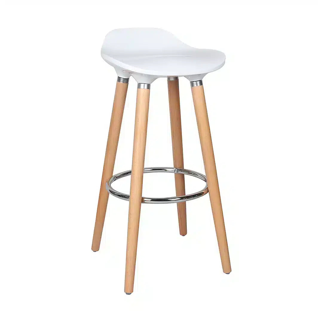 Cooke & Lewis Shira White Plastic Bar stool Wood Legs 3090